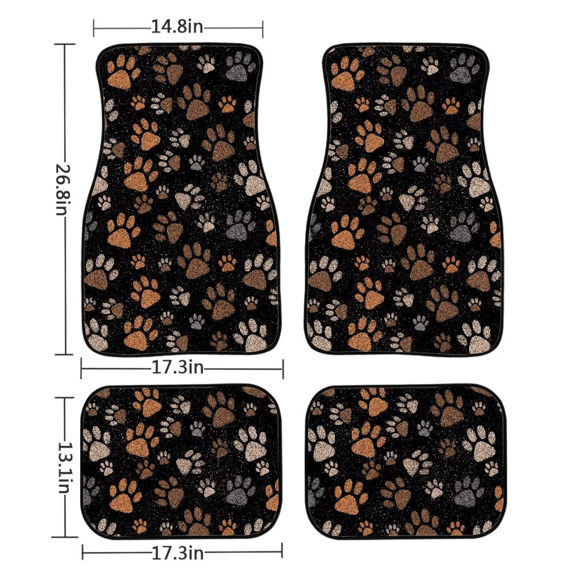 Brown Dog Paw Car Carpet Floor Mat Non Slip Rubber Car Carpet Mat Protector 4 Piece Automotive Floor Mats Front Universal Cars Foot Pads Brown Cars Accessories for SUV Vehicle Van (Brown Dog Paw)