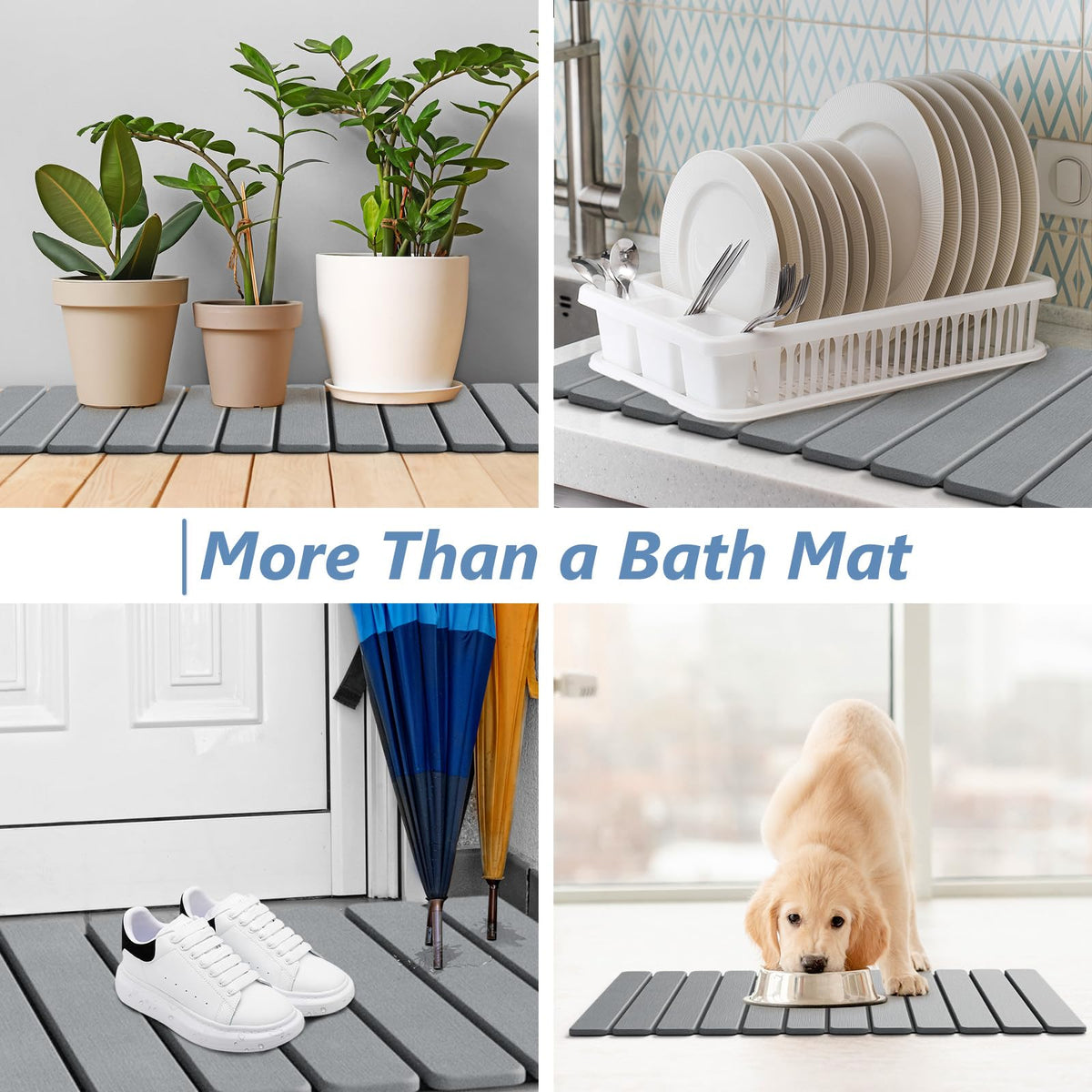 Foldable Stone Bath Mat (Grey / 31.5" x 15.7" (12 Fold))
