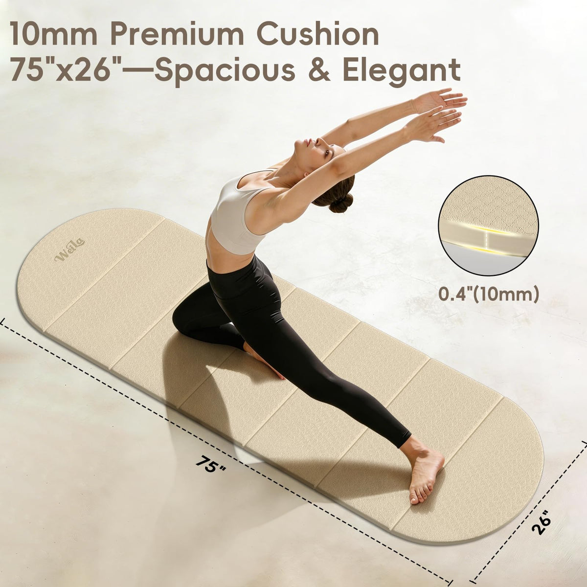 Foldable Yoga Mat (Cream & Matcha Green)