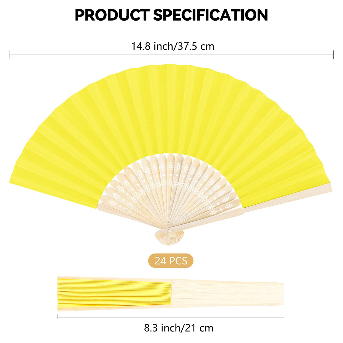 24 Pieces Handheld Paper Fans Paper Folding Fans with Bamboos for Wedding Gift (Multi Color)