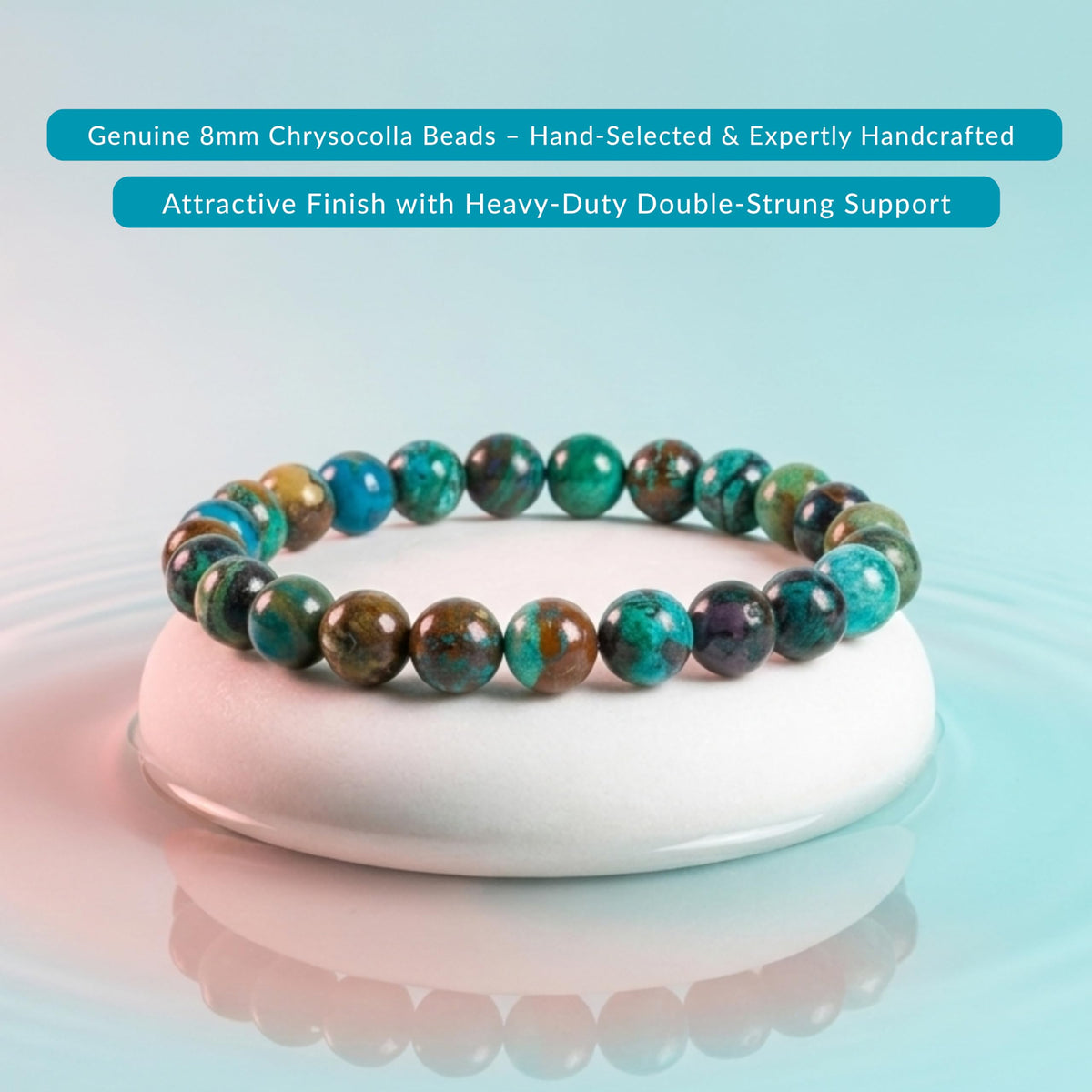 Chrysocolla Bracelet 8mm Beaded Bracelet (Chrysocolla / Large)