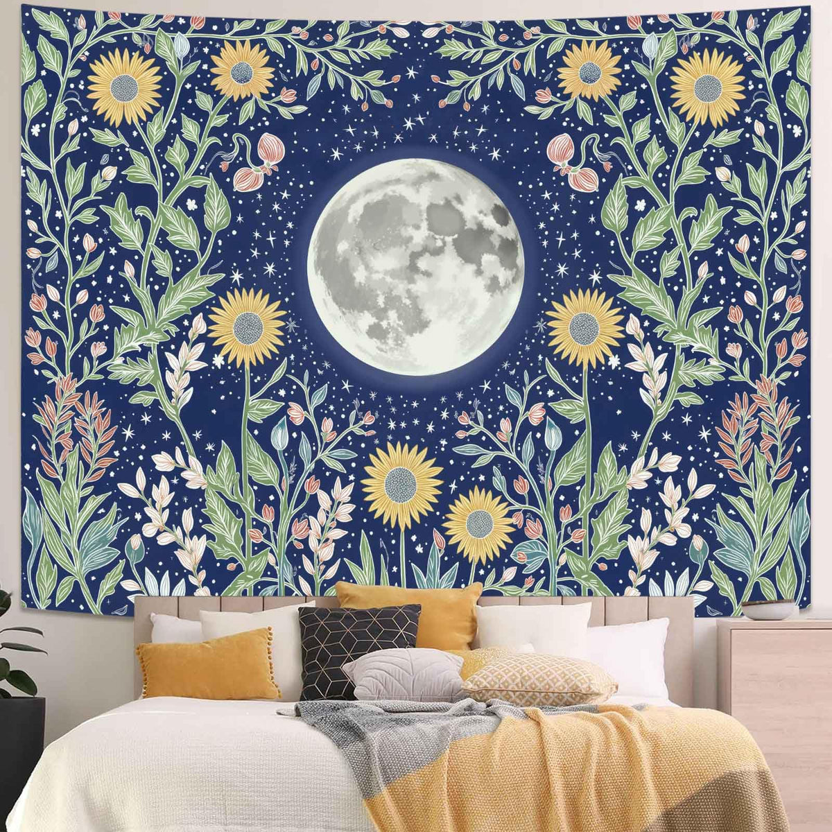 Celestial Sun Tapestry (Light Blue / 60"L x 44"W)