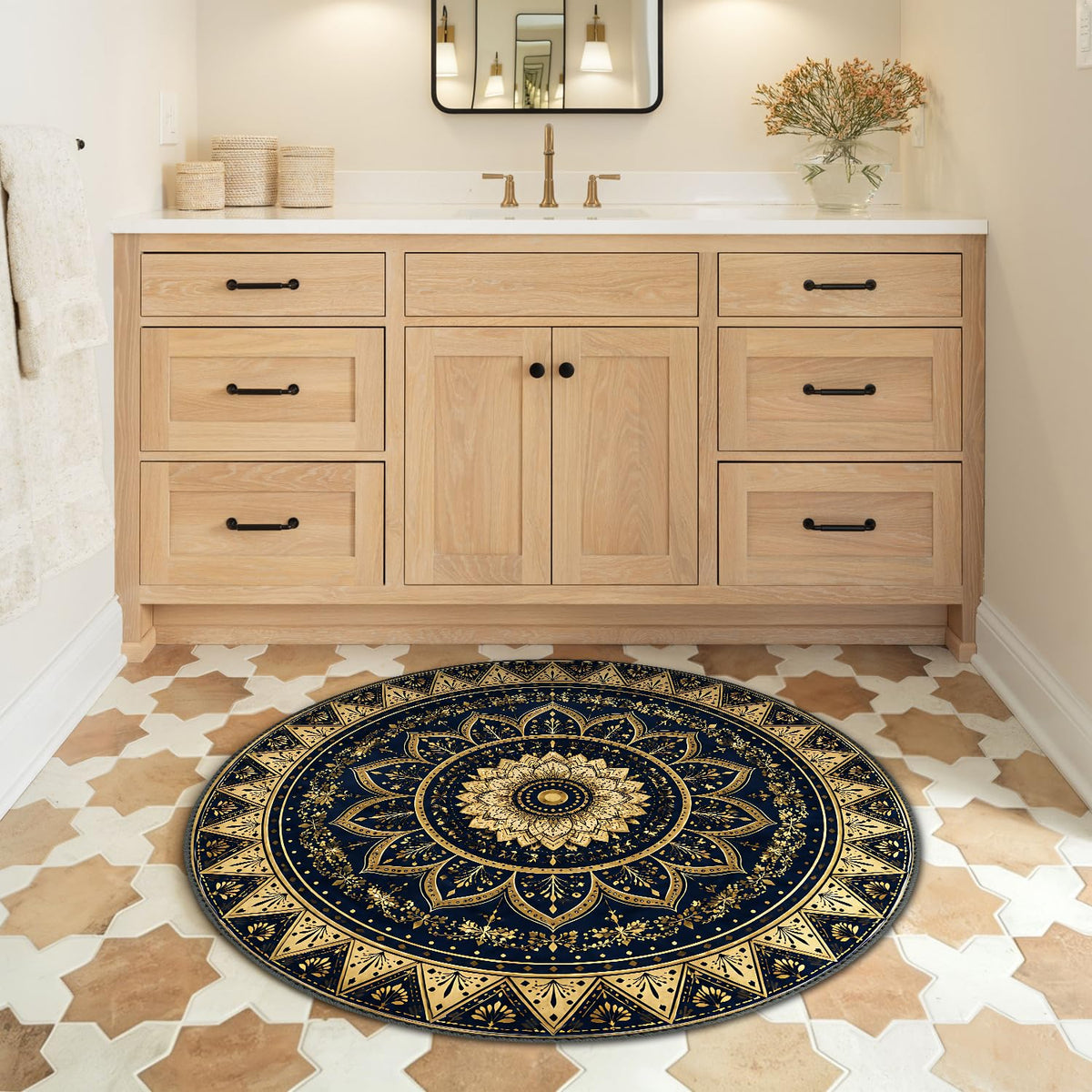 6ft Round Area Rug (Royal Mandala / 6' (Round))