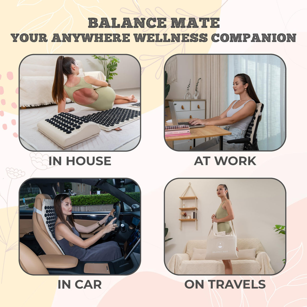 BalanceMate® Acupressure Mat Set with 6 (Soft Cream)