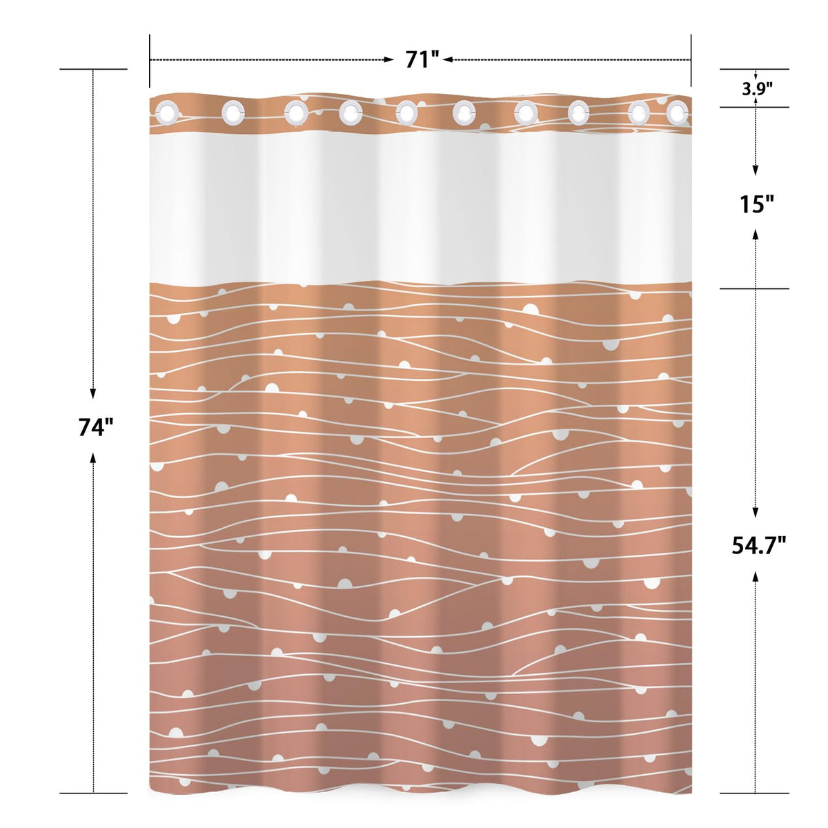No Hook Shower Curtain with Snap in Liner (Geometric-5)