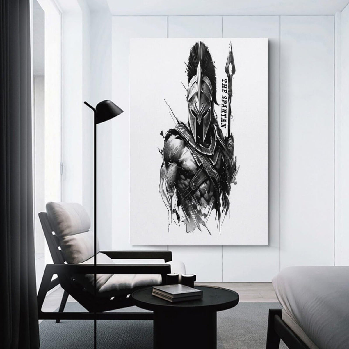 Spartan Warrior Illustration Fitness Gym Canvas Printing Wall Art Prints Wall Decor Posters Black White Gladiator Helmet Nordic Bohemian Living Room Bedroom Office Motivation Decor 08x12inch (style-16 / 08x12inch(20x30cm) Unframe)
