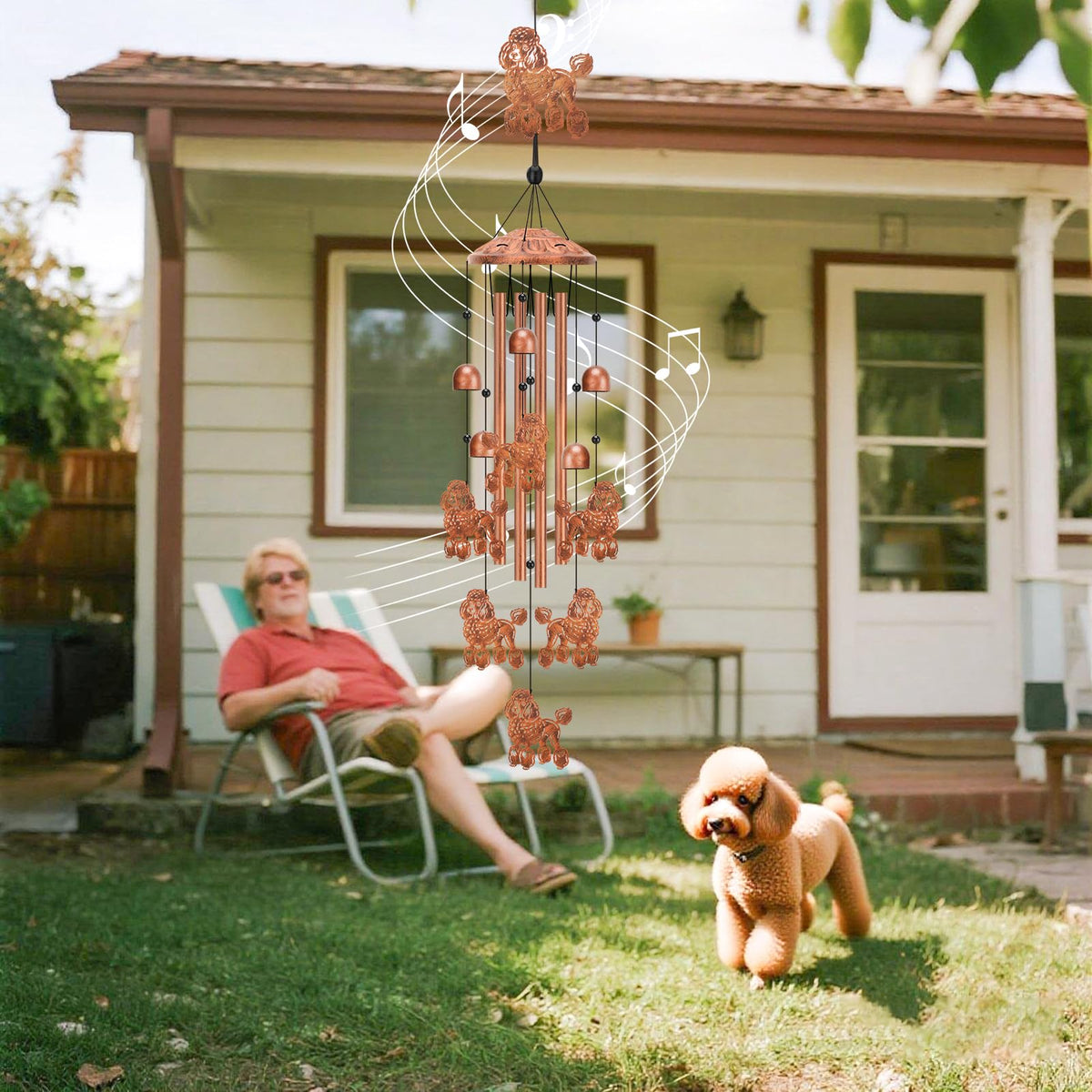 Poodle Wind Chimes for Outside Poodle Gifts for Women Men