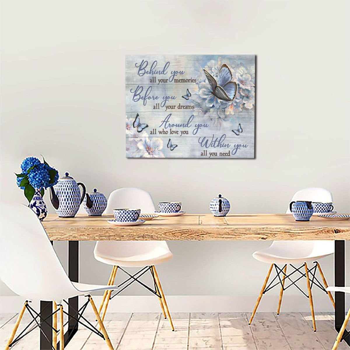 Butterfly Wall Art Purple Flower Pictures Wall Decor Farmhouse Rustic Floral Canvas Prints Motivational Quotes Painting Modern Artwork Home Decoration for Bathroom Bedroom Living Room 20"x16" (Purple Butterfly Flower / 20"L x 16"W)