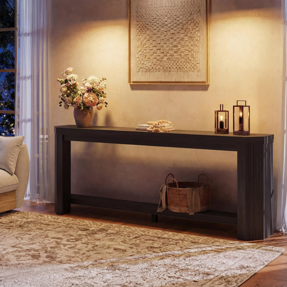 70" Console Table for Entryway (Black)