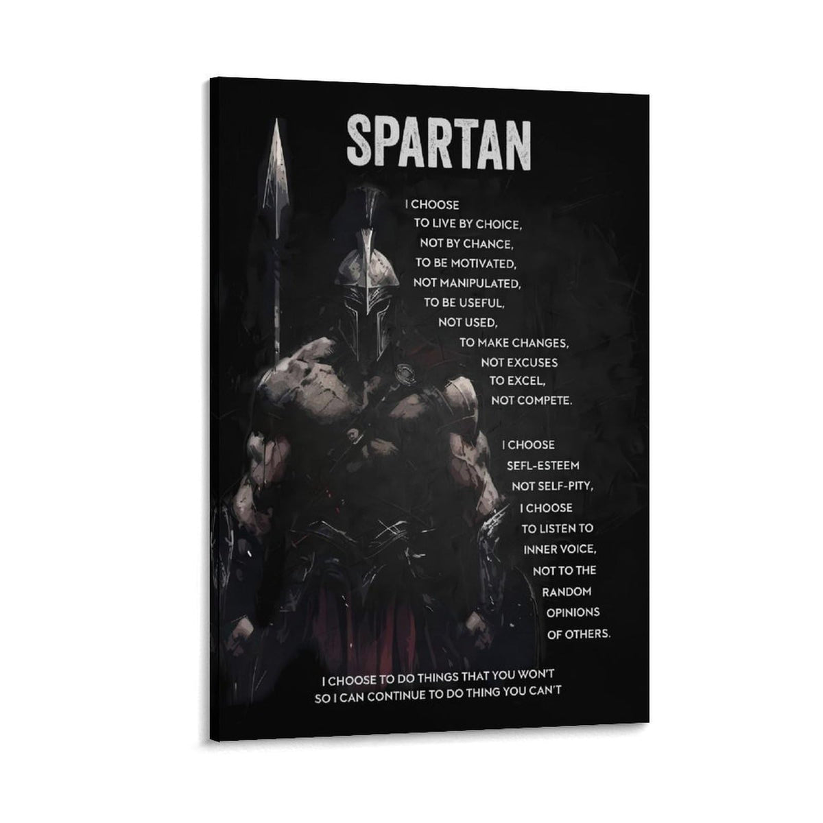 Spartan Quote Motivational Canvas Printing Wall Art Prints Wall Decor Posters Dark Warrior Philosophy Black Modern Living Room Bedroom Office Gym Aesthetic Decor 16x24inch (style-21 / 16x24inch(40x60cm) Frame)