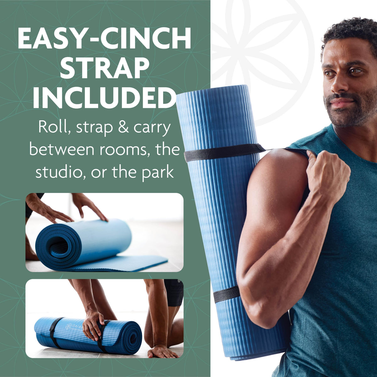 Essentials Thick Yoga Mat Fitness & Exercise Mat with Easy (Grey / 2/5" (10MM))