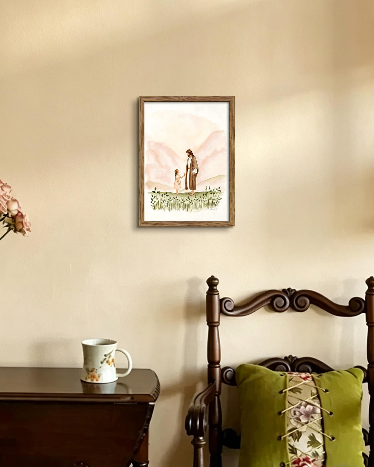 Jesus and Child Framed Canvas Wall Art (A-Jesus / 16"L x 12"W)