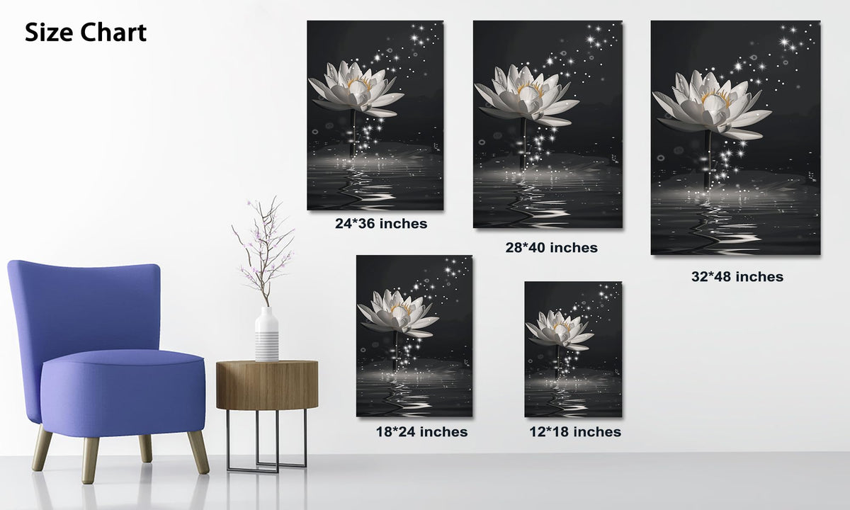 Zen Wall Art White Lotus Flower Canvas Art Print for Spa Bathroom Decor (Zen Stones Canvas Frame-01 / 36"L x 24"W)