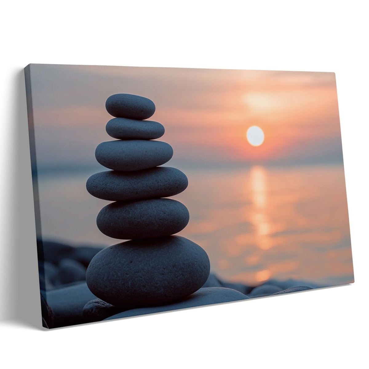 Tranquil Zen Rock Stack Wall Art (Wood Framed-3 / 12"L x 16"W)