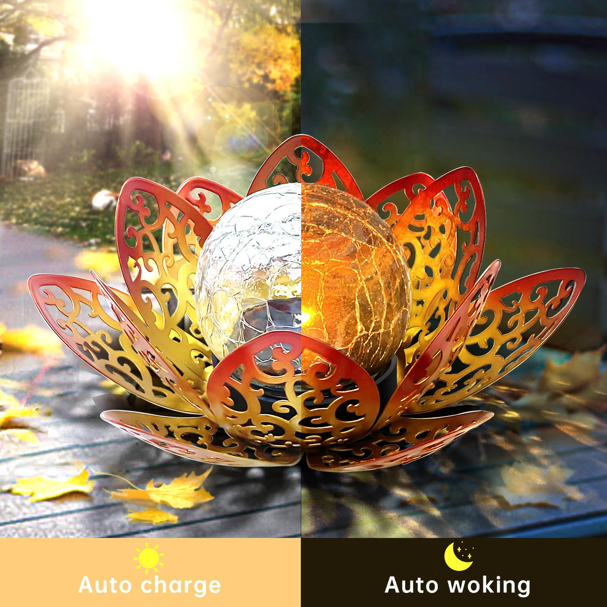 2 Pack Solar Garden Decor Lights Outdoor (Rose Gold / Medium)