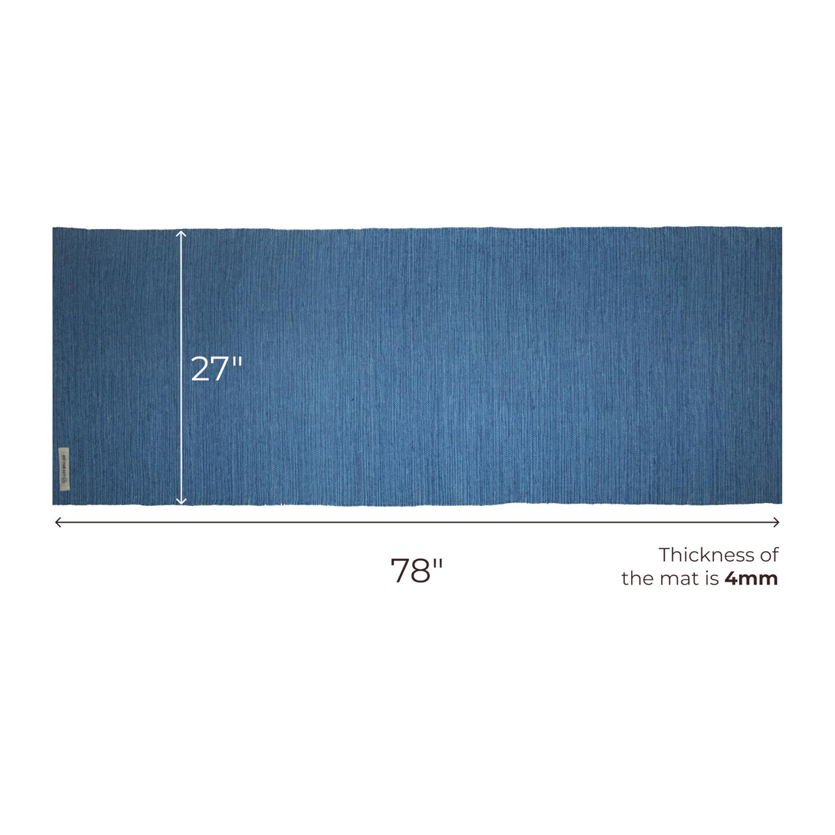 Handmade Organic Cotton Yoga Mat by Live Well 360 (Blue)