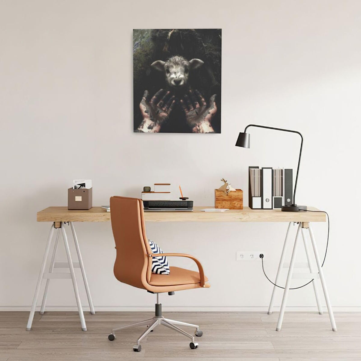 Jesus Lamb Wall Art Christian Canvas Wall Decor Religious Bible Pictures Christ Paintings Prints Artwork Framed Decorations For Church Prayer Room Bathroom Bedroom Living Room Gifts 20" x 24" (Lamb / 24"L x 20"W)