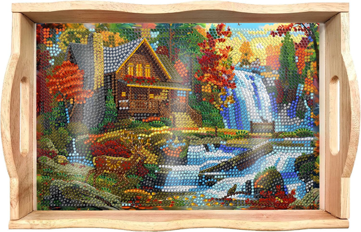 Diamond Art Kits for Adults Wooden Serving Trays with Handles (Landscape AA)