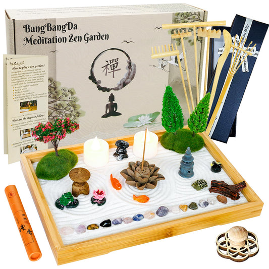 Tabletop Zen Garden Kit Desktop Meditation Sand Tray Therapy Landscape Set (Style B)
