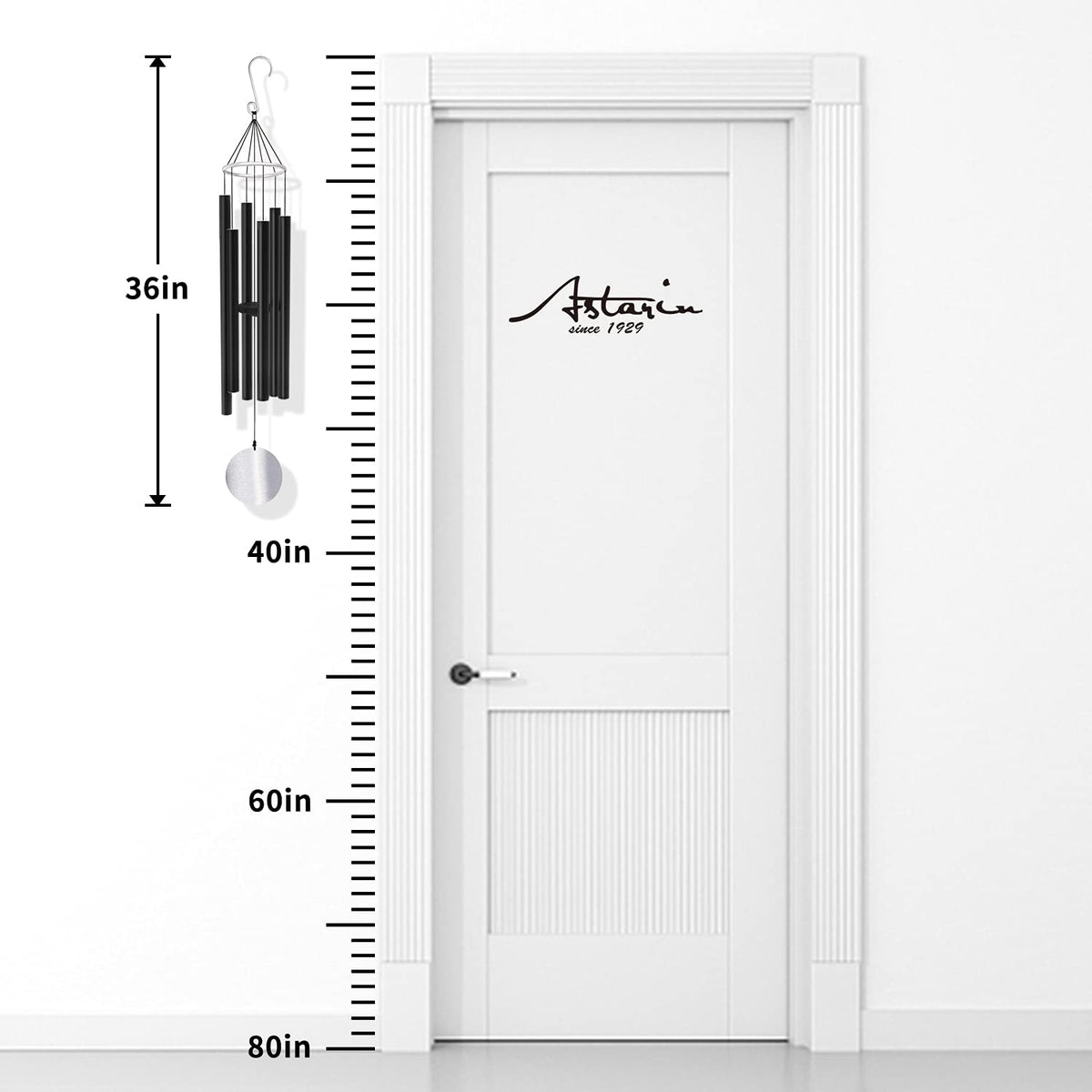 Wind Chimes Outdoor Large Deep Tone (36“ Black)
