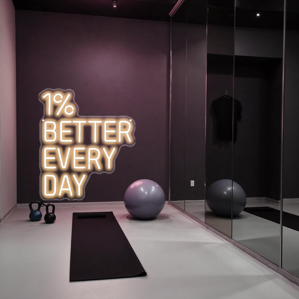 1% Better Every Day Neon Sign Inspirational Cite Gym Wall Decor (1% better every day)