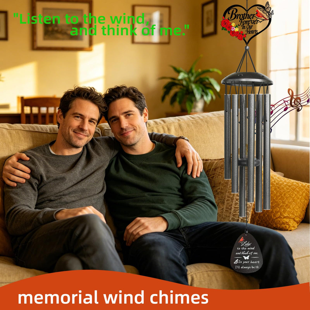 40" Memorial Wind Chimes Brother Memorial Gifts