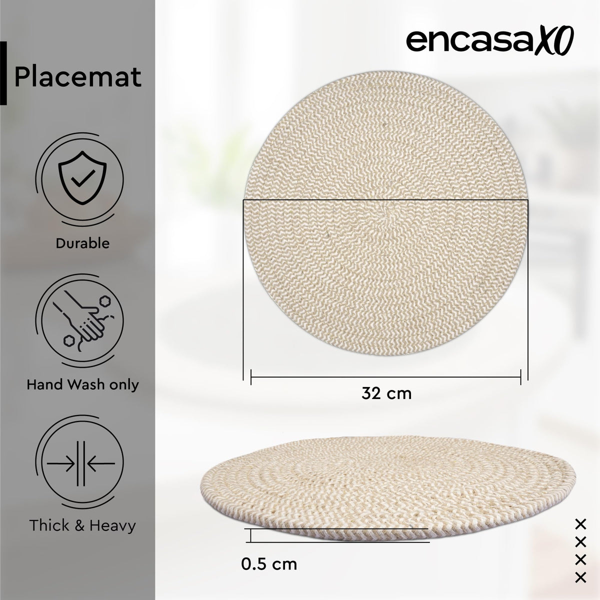 Dining Placemats (Beige & Off White Mix / 13" (Set of 4))