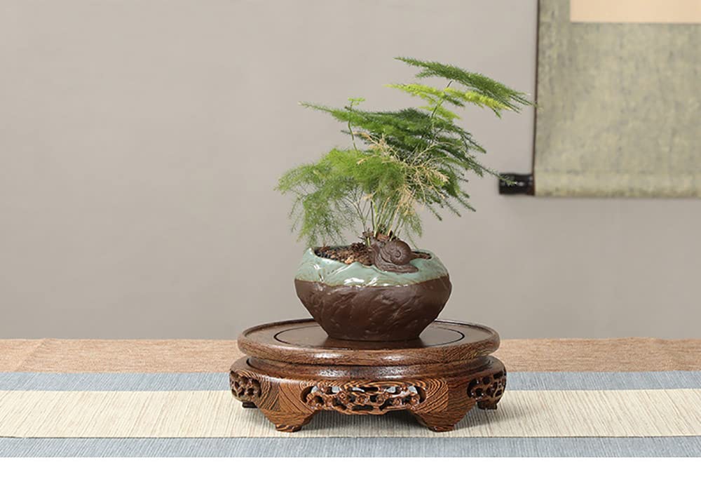 Smooth Hand Carved Stand Rosewood Sculpture Display Base (A3-6.9'' inside diameter)