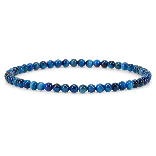 Jade Blue Tiger's Eye 4mm Beaded Bracelet (Jade Blue Tiger's Eye / Large)