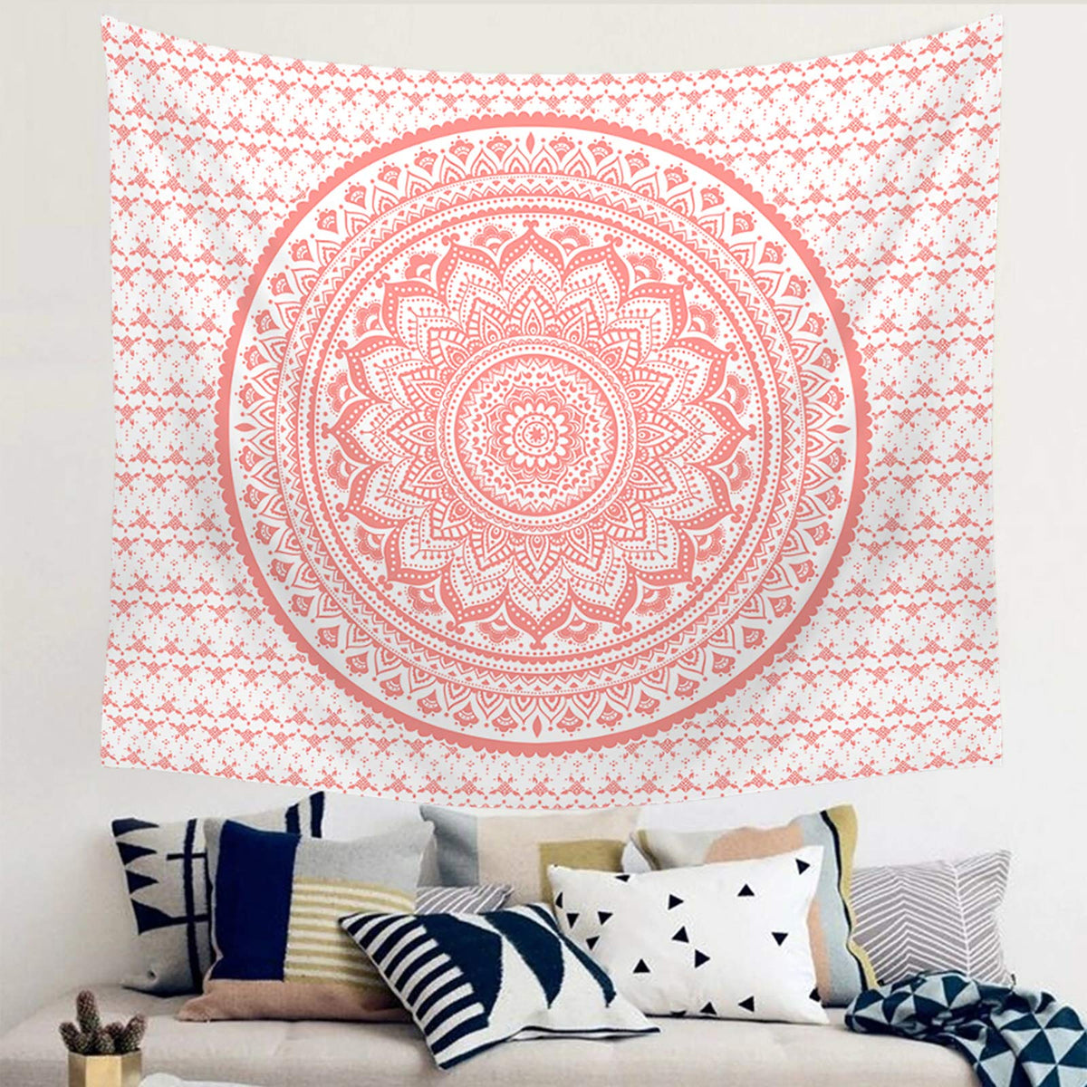 Pink Mandala Tapestry Indian Hippie Bohemian Psychedelic Tapestries Women Wall Hanging for Bedroom Teen Girl (Pink / 59.1"L x 82.7"W)