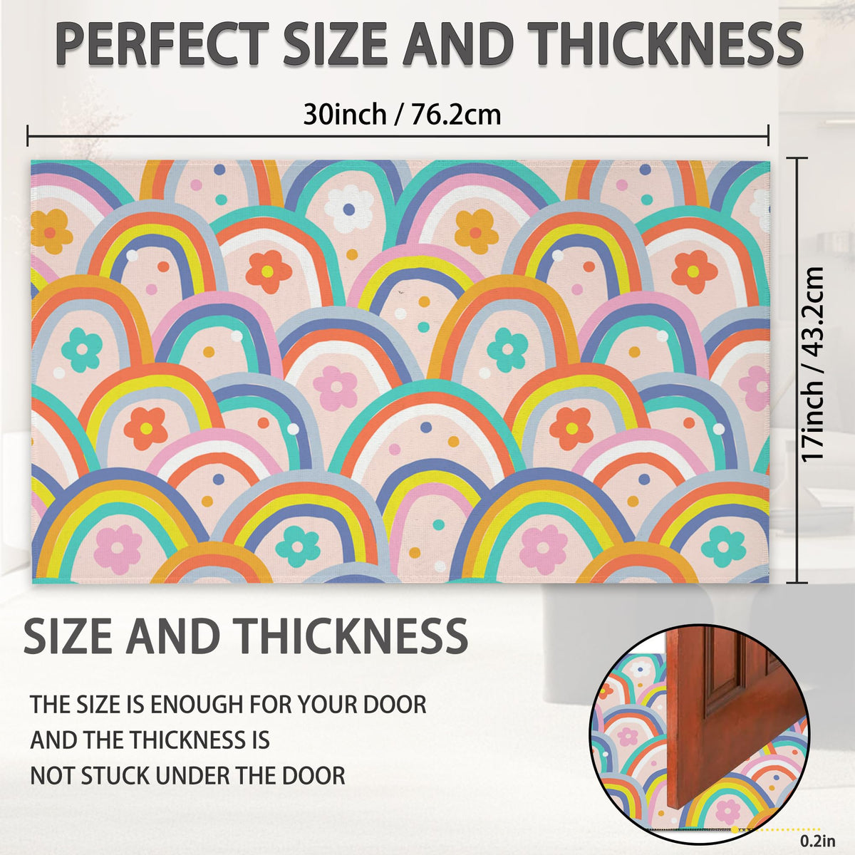 Boho Rainbow Groovy Flowers Door Mat (Boho Rainbow Groovy Flowers)