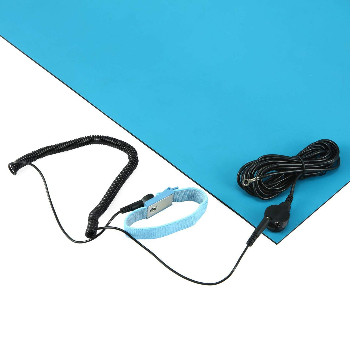 ESD Mat Kit with Wrist Strap and Grounding Cord (2.5 FT x 3 FT / Blue)