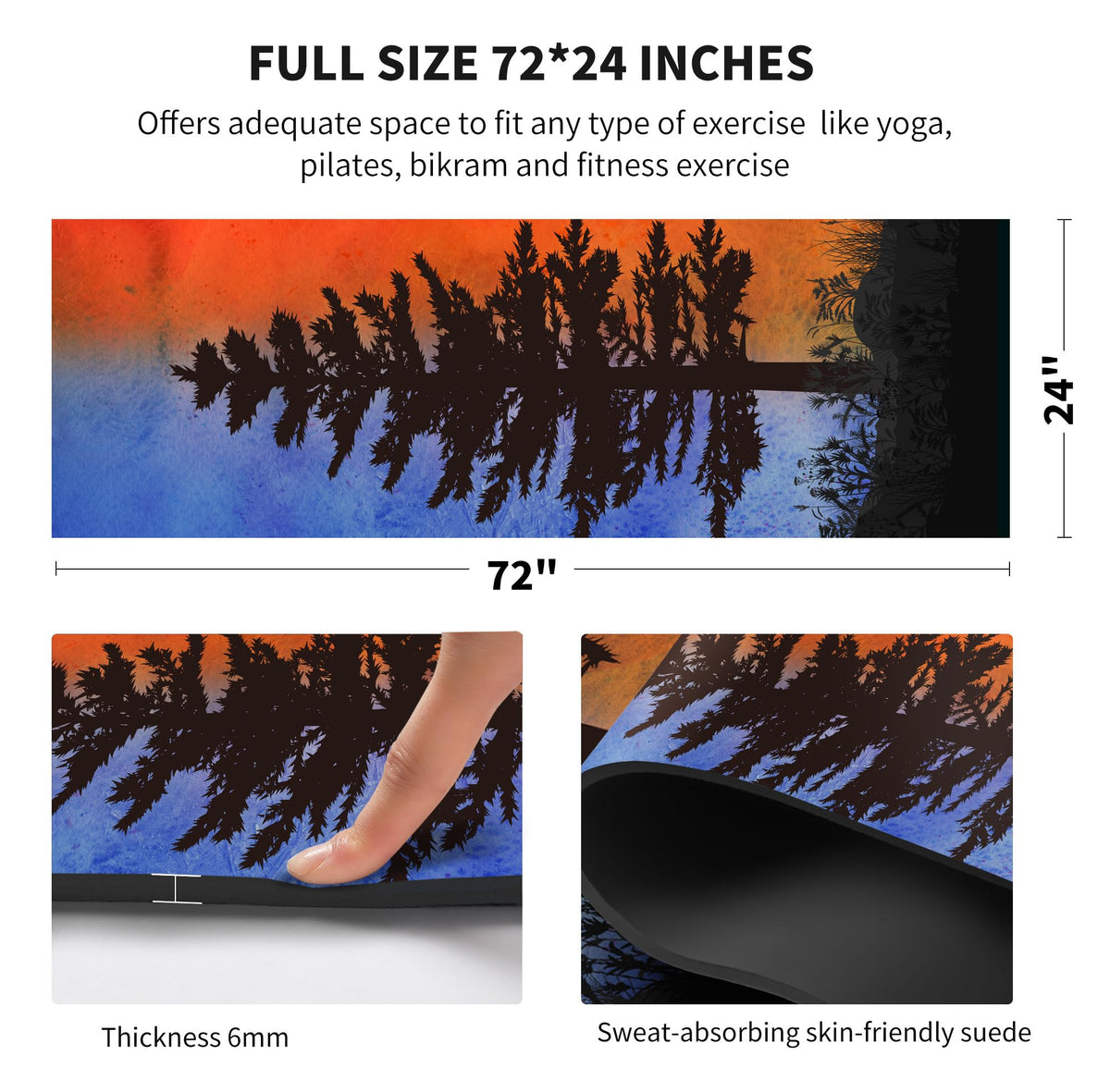 Yoga Mat Print Extra Thick TPE Non Slip Fitness Exercise Mat with Carrying Bag (CangSong)