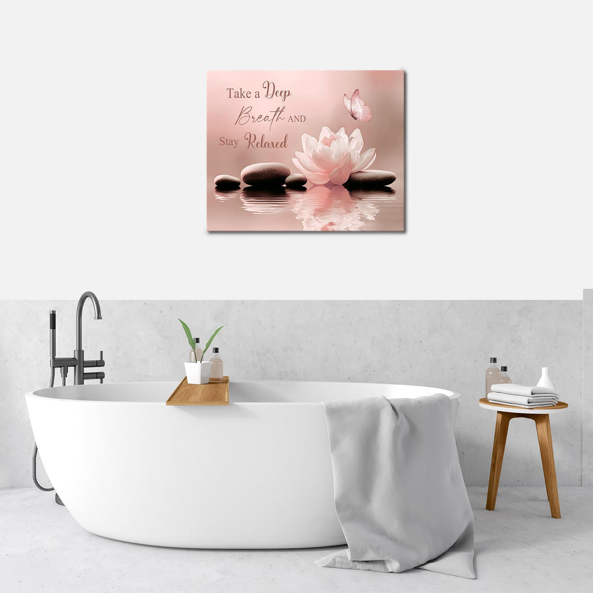 Zen Flower Wall Art for Bedroom (16"L x 24"W / Pink)