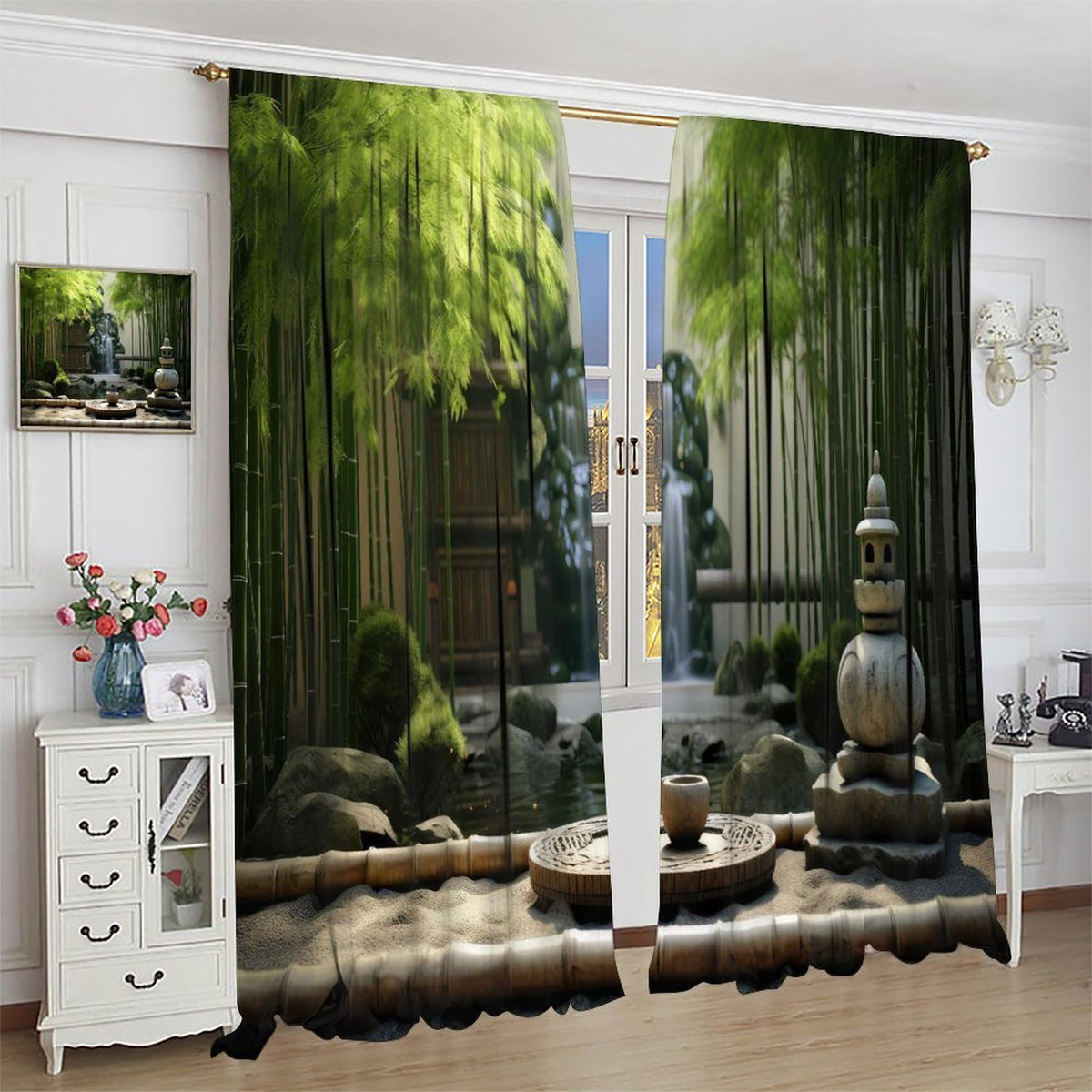 Leisurely Bamboo Curtains (27.5"W x 63"L (Pack of 2) / Style-6)