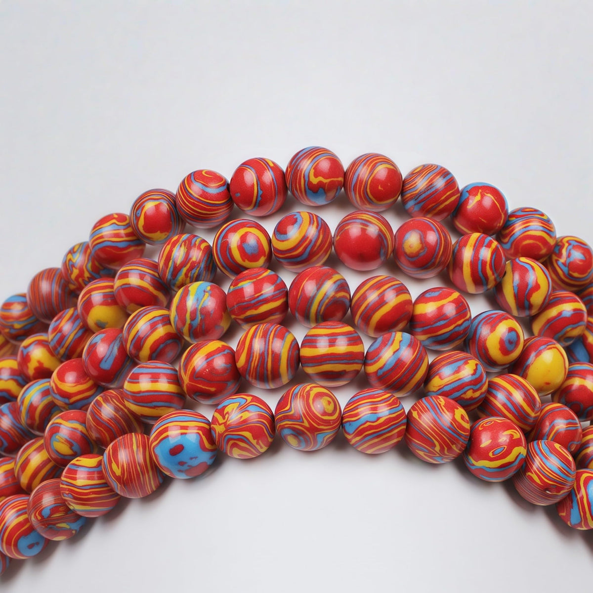 Synthesis Colour Malachite Beads Beautiful Fashion Round Stone Beads for DIY Jewelry Making 15" (Blue Red Yellow Malachite / 4mm)