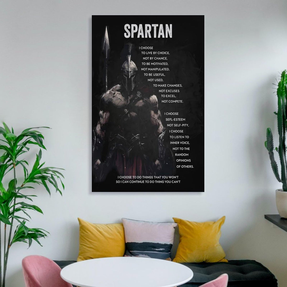 Spartan Quote Motivational Canvas Printing Wall Art Prints Wall Decor Posters Dark Warrior Philosophy Black Modern Living Room Bedroom Office Gym Aesthetic Decor 24x36inch (style-21 / 24x36inch(60x90cm) Unframe)