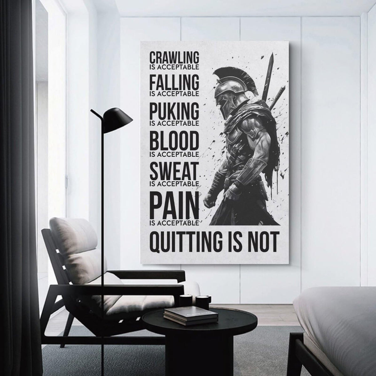 Spartan Warrior Motivational Poster Canvas Printing Wall Art Prints Wall Decor Posters Monochrome Gym Quote Fitness Discipline Bedroom Office Living Room Inspiration 20x30inch (style-15 / 20x30inch(50x75cm) Unframe)