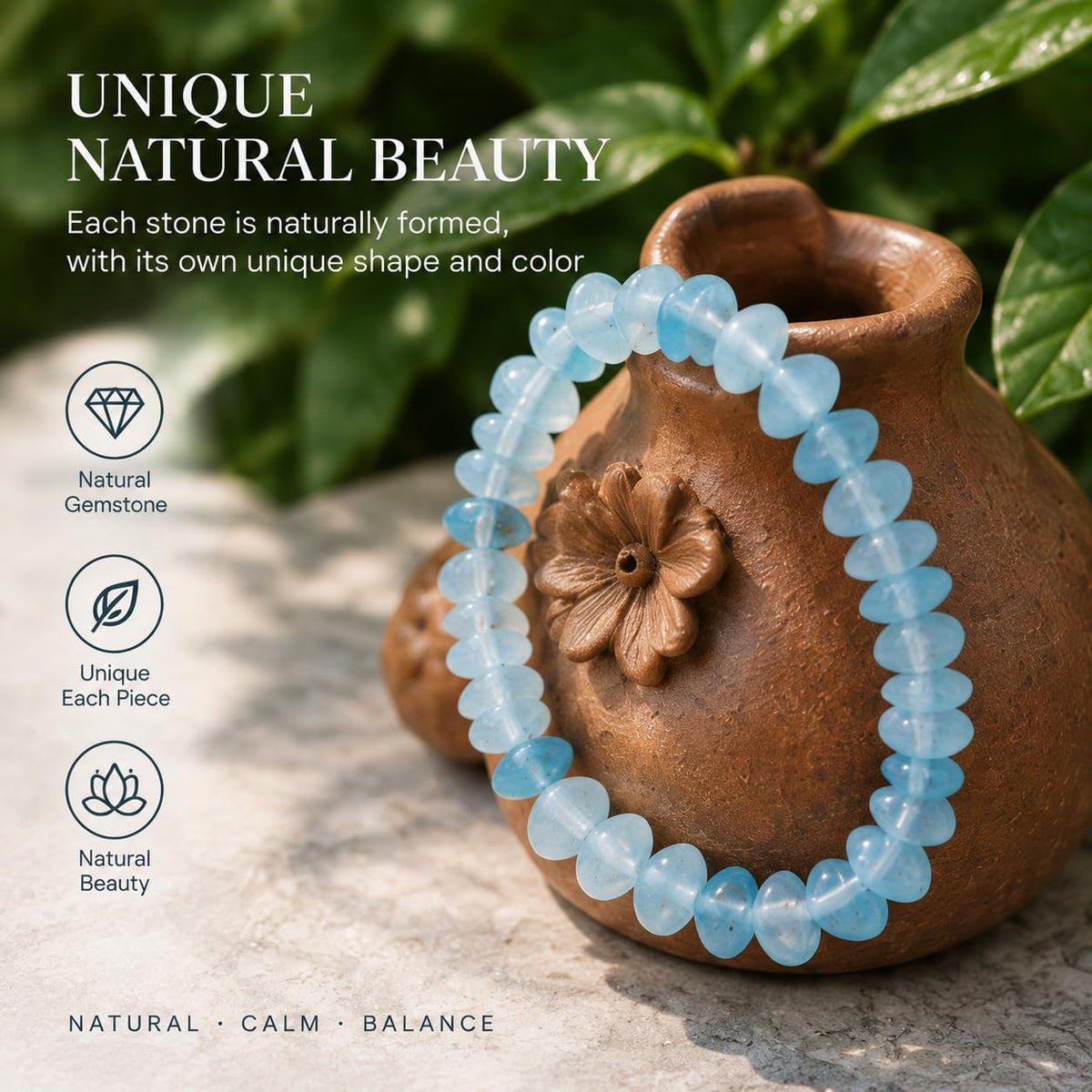 Aquamarine Crystal Bracelet for Women Men (Aquamarine chip Crystal)