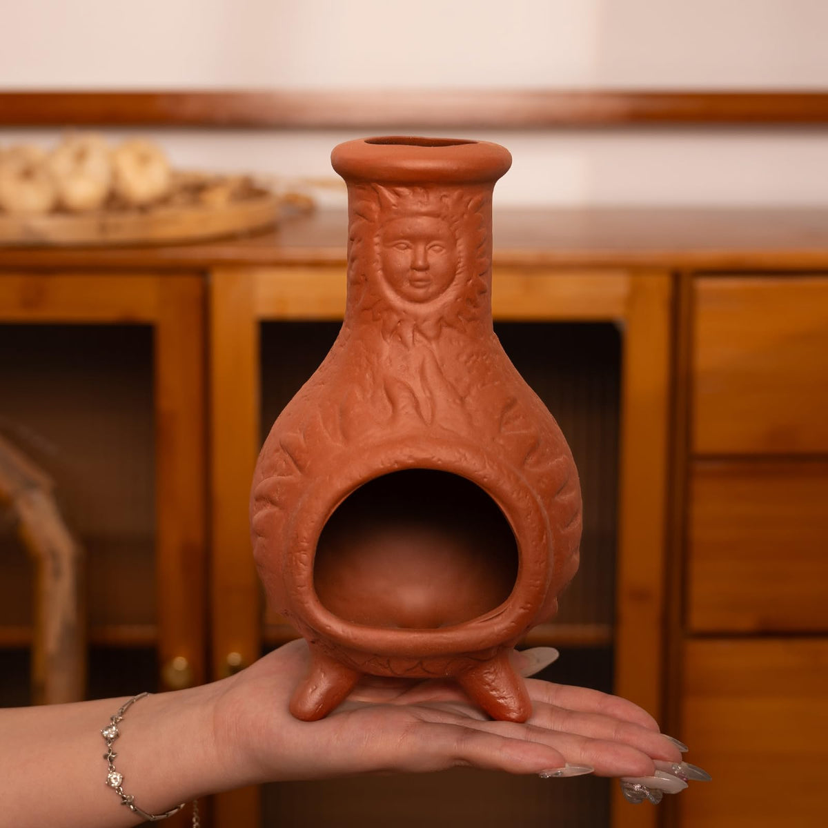 Sun Face Terracotta Palo Santo Holder (Terracotta -Sun Face Palo Santo Holder)