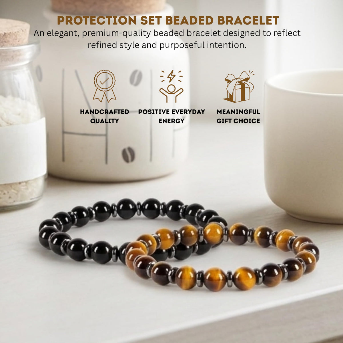 Protection Set Bracelet 8mm Beaded Bracelet (Protection Set / Large)