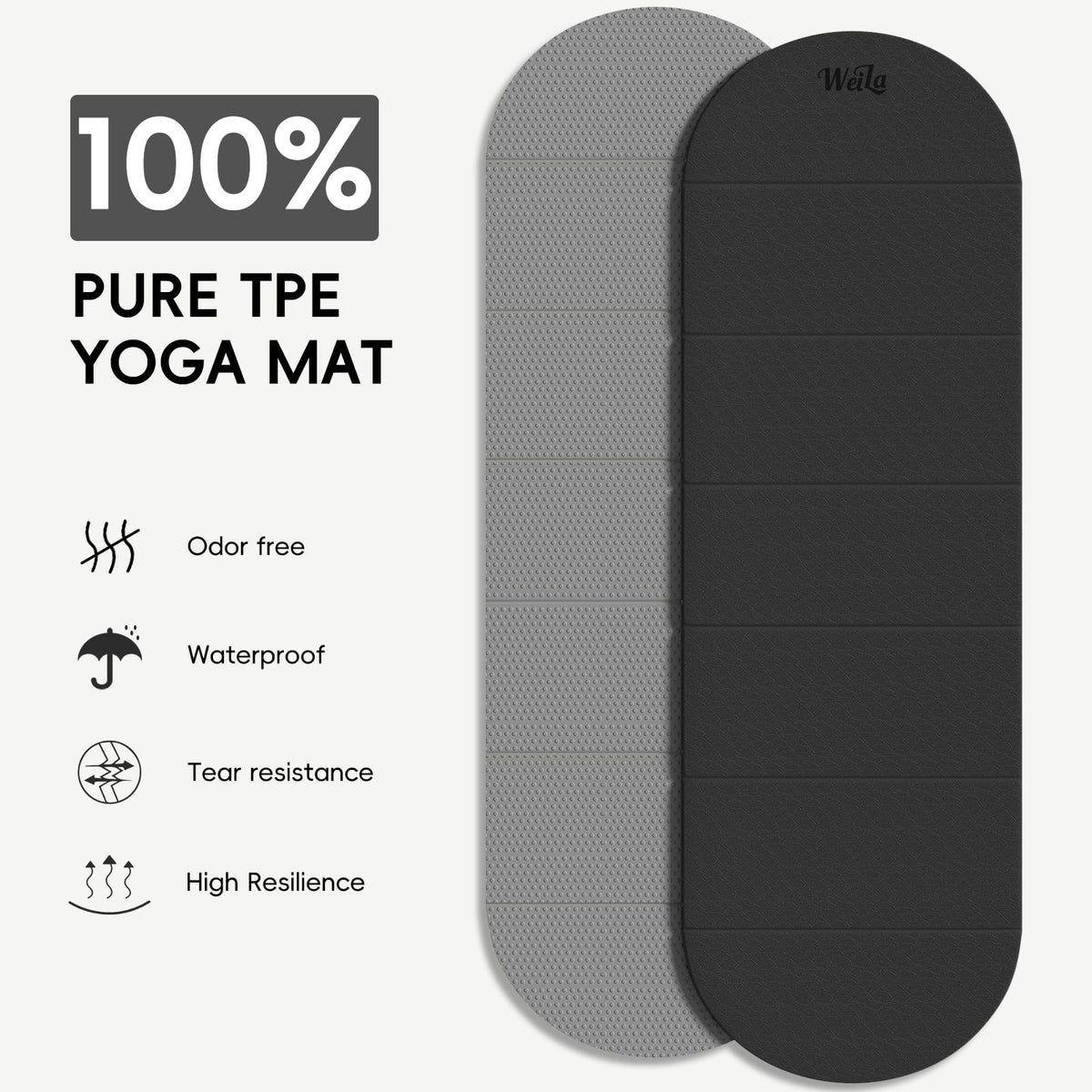 Foldable Yoga Mat (Black & Grey)