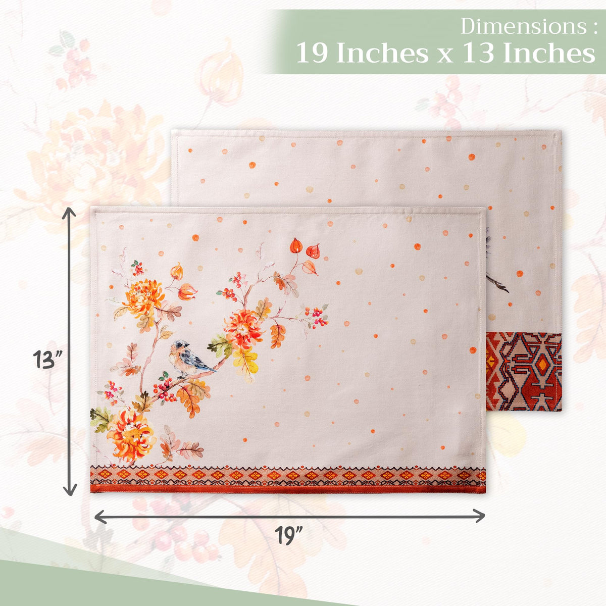 Placemats Set of 4 Reusable 100% Cotton (068 - Kelim - Prairie / 13" X 19" (Pack of 4))