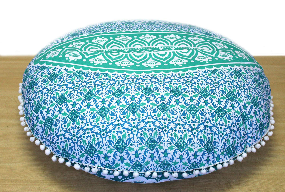 ICC Large Round seat Floor Cushion Chair Ottoman Cover (Green)