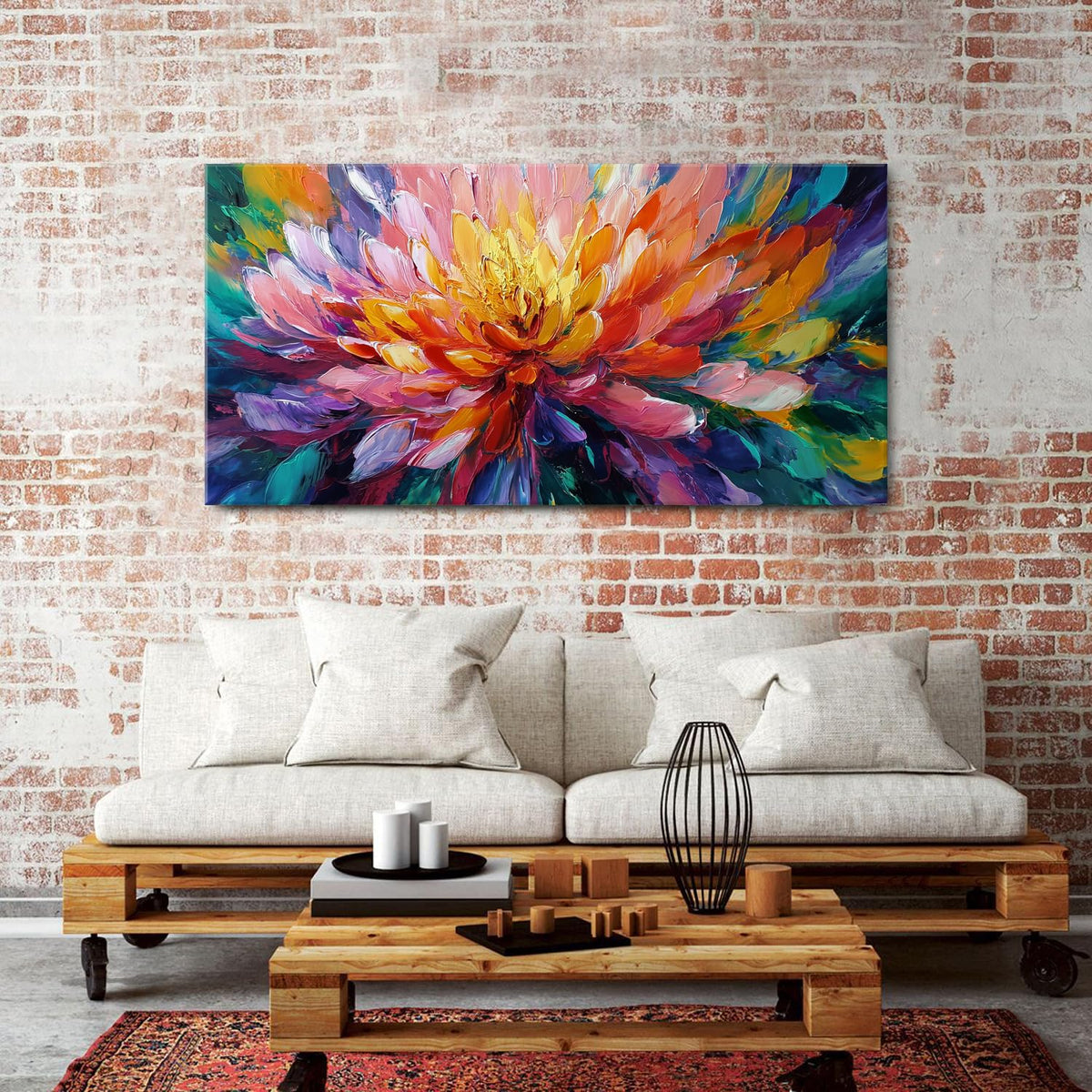 Abstract Lotus Wall Art Zen Wall Decor Large Colorful Lotus Flower Pictures for Bedroom Yoga Spa Room Abstract Blossom Floral Canvas Prints Meditation Artwork Living Room Home Decoration 30x60 (60"L x 30"W / Lotus)