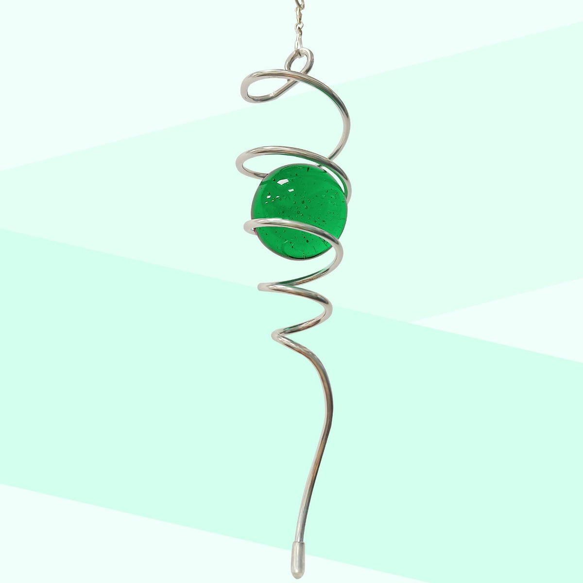 Wind Spinner Tail with Green Glass Orb (004-green)