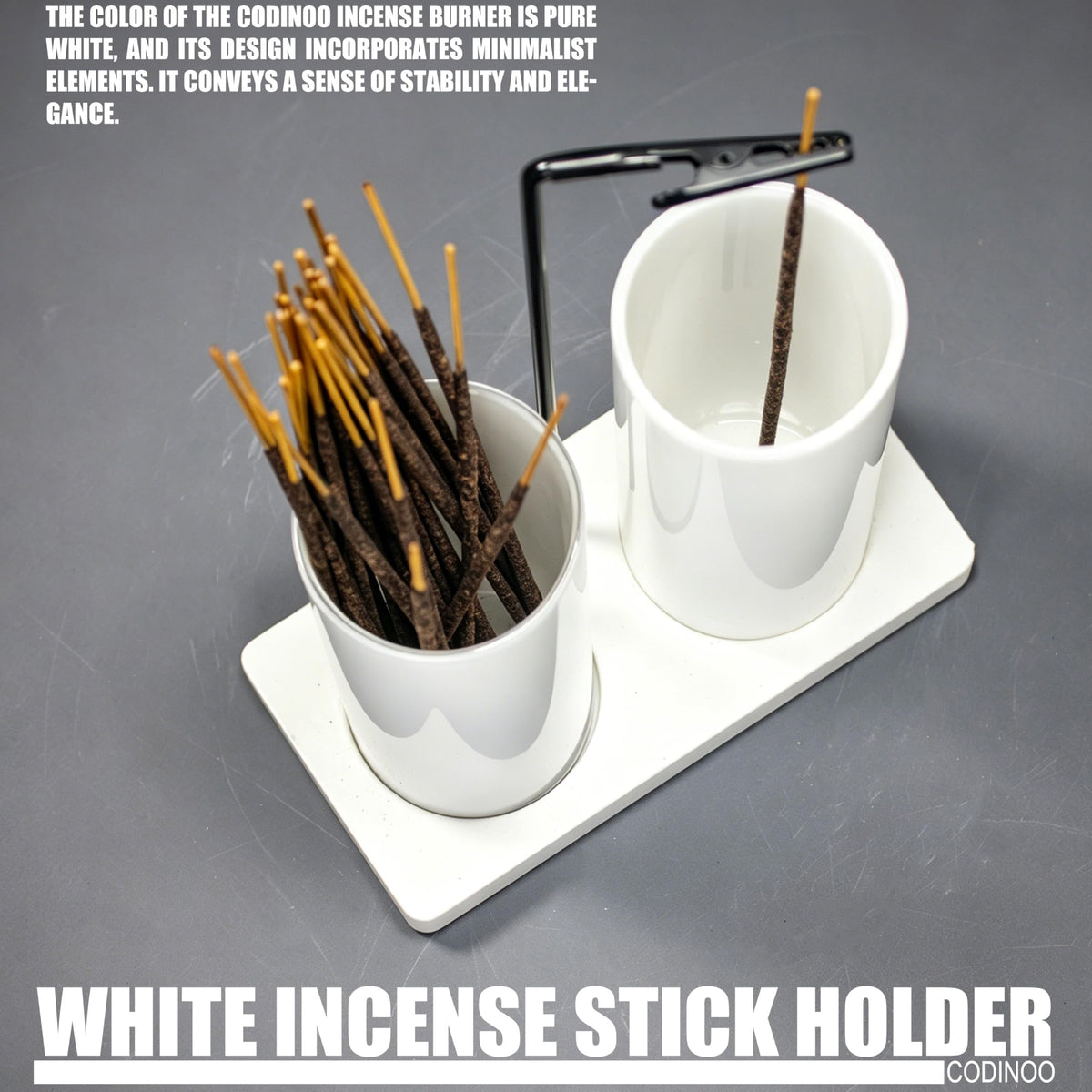 2 in 1 Incense Holder for Sticks (All White / 2 tall glass)