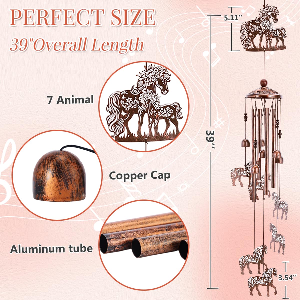 Horse Wind Chimes for Outside (Horse)