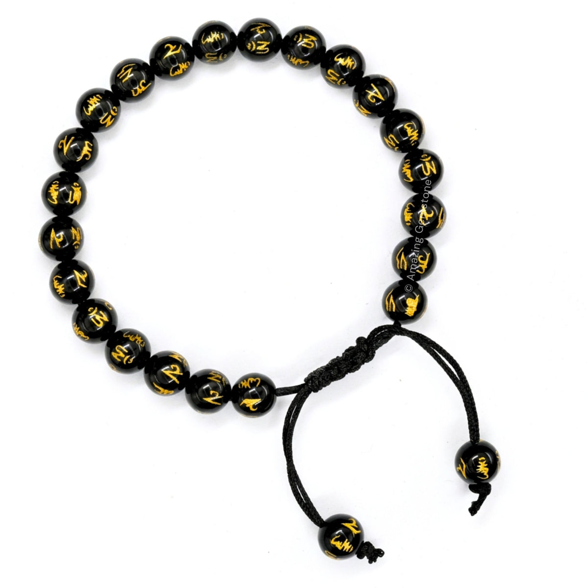 Om Mani Black Agate Bracelet for Women Men's Gifts (Om Mani Black Agate)