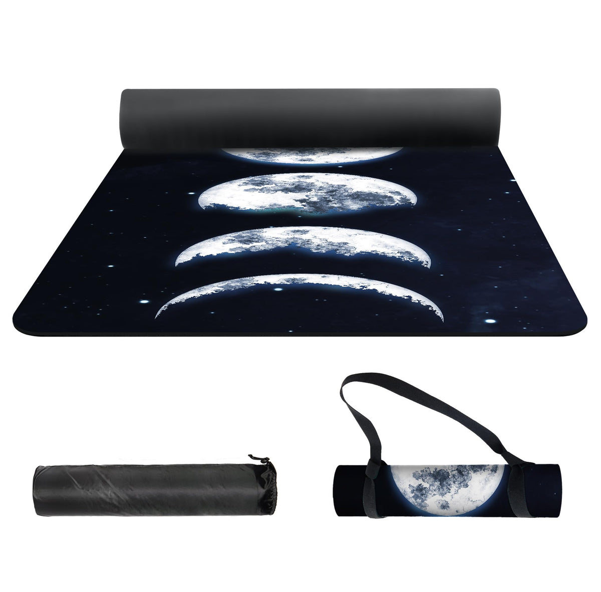 Yoga Mat Print Extra Thick TPE Non Slip Fitness Exercise Mat with Carrying Bag (Moon-Y)